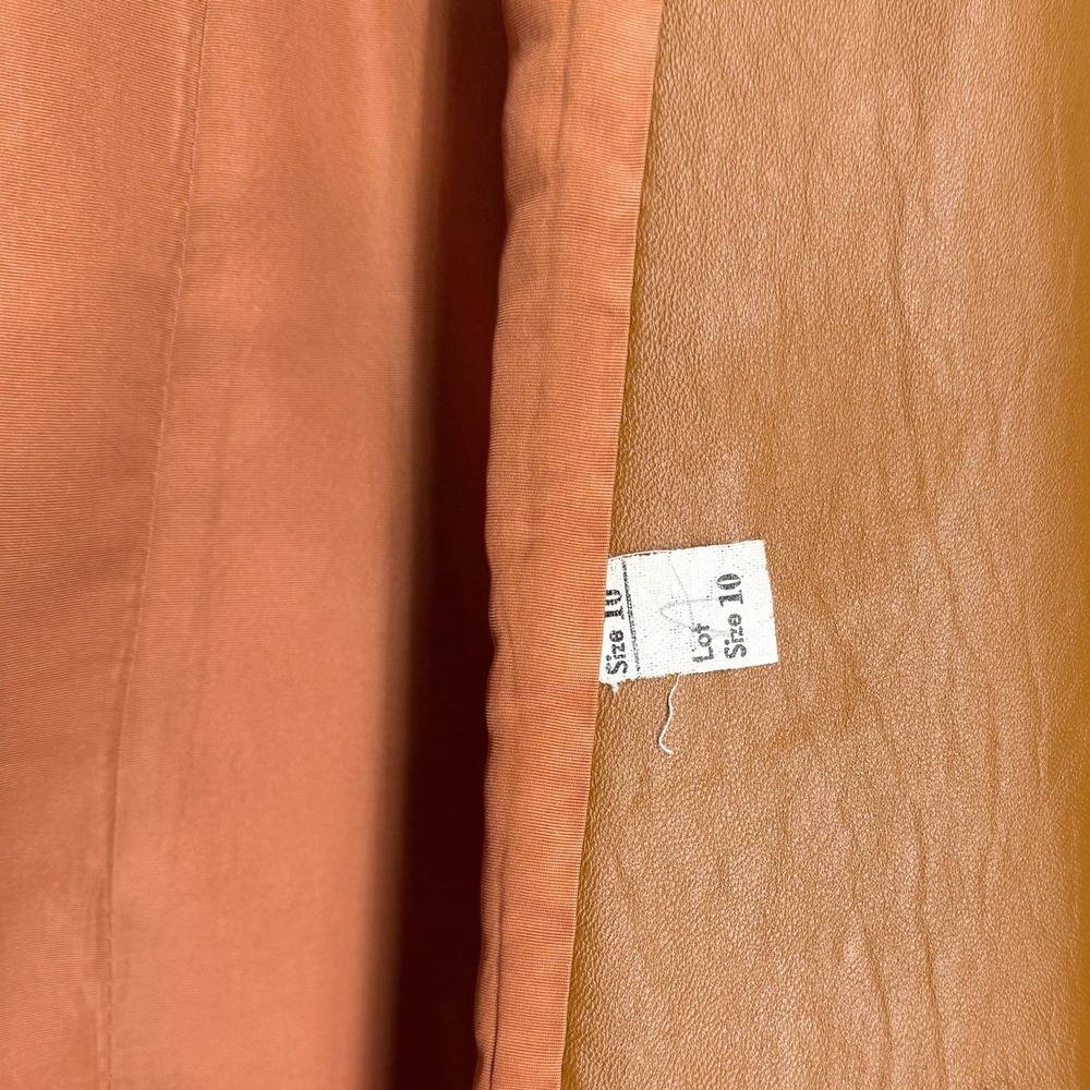 Joseph Magnin Vintage 70s Leather Trench Fox Fur Collar Belted Size 10 - Picture 7 of 8